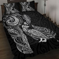 Aotearoa Moko Tribal Tattoo Quilt Bed Set New Zealand Maori Penguin and Fantail Black Color LT03 Black - Polynesian Pride