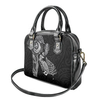 Aotearoa Moko Tribal Tattoo Shoulder Handbag New Zealand Maori Penguin and Fantail Black Color LT03 - Polynesian Pride