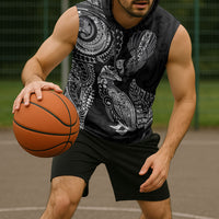 Aotearoa Moko Tribal Tattoo Sleeveless Hoodie New Zealand Maori Penguin and Fantail Black Color LT03 - Polynesian Pride