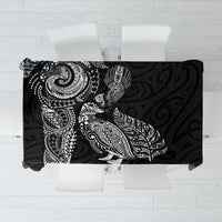 Aotearoa Moko Tribal Tattoo Tablecloth New Zealand Maori Penguin and Fantail Black Color LT03 Black - Polynesian Pride