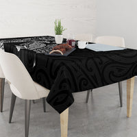 Aotearoa Moko Tribal Tattoo Tablecloth New Zealand Maori Penguin and Fantail Black Color LT03 - Polynesian Pride