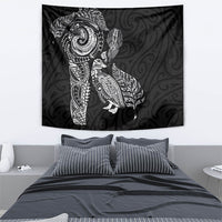 Aotearoa Moko Tribal Tattoo Tapestry New Zealand Maori Penguin and Fantail Black Color LT03 - Polynesian Pride