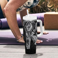 Aotearoa Moko Tribal Tattoo Tumbler With Handle New Zealand Maori Penguin and Fantail Black Color LT03 - Polynesian Pride