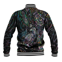 Aotearoa Moko Tribal Tattoo Baseball Jacket New Zealand Maori Penguin and Fantail Paua Shell Style