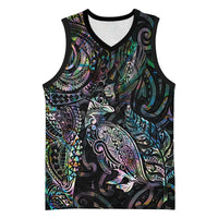 Aotearoa Moko Tribal Tattoo Basketball Jersey New Zealand Maori Penguin and Fantail Paua Shell Style LT03 Unisex Multicolor - Polynesian Pride