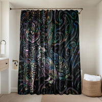 Aotearoa Moko Tribal Tattoo Bathroom Set New Zealand Maori Penguin and Fantail Paua Shell Style LT03 Shower Curtain Only Multicolor - Polynesian Pride