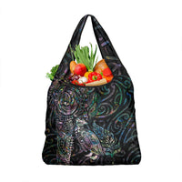 Aotearoa Moko Tribal Tattoo Grocery Bag New Zealand Maori Penguin and Fantail Paua Shell Style LT03 1-pack One Size Multicolor - Polynesian Pride
