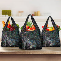 Aotearoa Moko Tribal Tattoo Grocery Bag New Zealand Maori Penguin and Fantail Paua Shell Style LT03 3-pack One Size Multicolor - Polynesian Pride