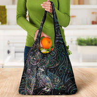 Aotearoa Moko Tribal Tattoo Grocery Bag New Zealand Maori Penguin and Fantail Paua Shell Style LT03 - Polynesian Pride