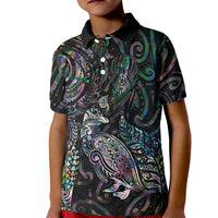 Aotearoa Moko Tribal Tattoo Kid Polo Shirt New Zealand Maori Penguin and Fantail Paua Shell Style LT03 Kid Multicolor - Polynesian Pride