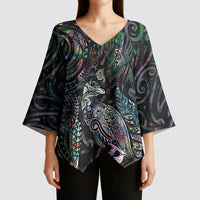 Aotearoa Moko Tribal Tattoo Kimono Sleeve Blouse New Zealand Maori Penguin and Fantail Paua Shell Style LT03 - Polynesian Pride