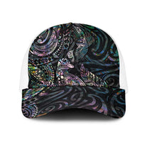 Aotearoa Moko Tribal Tattoo Mesh Trucker Cap New Zealand Maori Penguin and Fantail Paua Shell Style