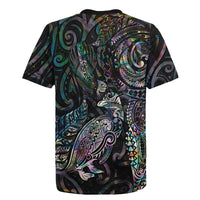 Aotearoa Moko Tribal Tattoo Rugby Jersey New Zealand Maori Penguin and Fantail Paua Shell Style LT03 - Polynesian Pride