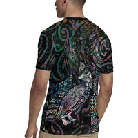 Aotearoa Moko Tribal Tattoo Rugby Jersey New Zealand Maori Penguin and Fantail Paua Shell Style LT03 - Polynesian Pride