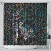 Aotearoa Moko Tribal Tattoo Shower Curtain New Zealand Maori Penguin and Fantail Paua Shell Style LT03 - Polynesian Pride