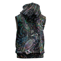 Aotearoa Moko Tribal Tattoo Sleeveless Zip Hoodie New Zealand Maori Penguin and Fantail Paua Shell Style LT03 - Polynesian Pride