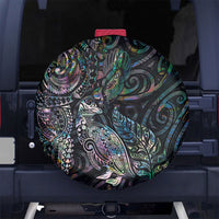 Aotearoa Moko Tribal Tattoo Spare Tire Cover New Zealand Maori Penguin and Fantail Paua Shell Style LT03 No hole Multicolor - Polynesian Pride