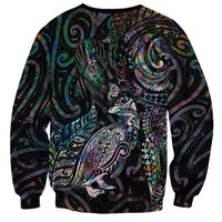 Aotearoa Moko Tribal Tattoo Sweatshirt New Zealand Maori Penguin and Fantail Paua Shell Style LT03 - Polynesian Pride