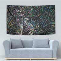 Aotearoa Moko Tribal Tattoo Tapestry New Zealand Maori Penguin and Fantail Paua Shell Style LT03 - Polynesian Pride