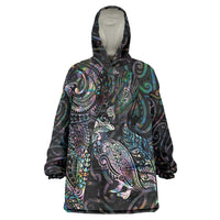 Aotearoa Moko Tribal Tattoo Wearable Blanket Hoodie New Zealand Maori Penguin and Fantail Paua Shell Style LT03 One Size Multicolor - Polynesian Pride