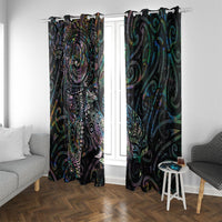 Aotearoa Moko Tribal Tattoo Window Curtain New Zealand Maori Penguin and Fantail Paua Shell Style LT03 With Grommets Multicolor - Polynesian Pride