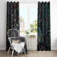 Aotearoa Moko Tribal Tattoo Window Curtain New Zealand Maori Penguin and Fantail Paua Shell Style LT03 - Polynesian Pride