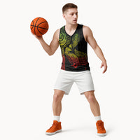 Aotearoa Moko Tribal Tattoo Basketball Jersey New Zealand Maori Penguin and Fantail Reggae Style LT03 - Polynesian Pride