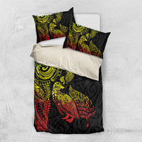 Aotearoa Moko Tribal Tattoo Bedding Set New Zealand Maori Penguin and Fantail Reggae Style