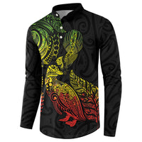 Aotearoa Moko Tribal Tattoo Button Sweatshirt New Zealand Maori Penguin and Fantail Reggae Style