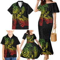 Aotearoa Moko Tribal Tattoo Family Matching Mermaid Dress and Hawaiian Shirt New Zealand Maori Penguin and Fantail Reggae Style LT03 - Polynesian Pride