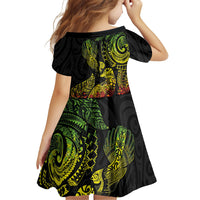 Aotearoa Moko Tribal Tattoo Family Matching Summer Maxi Dress and Hawaiian Shirt New Zealand Maori Penguin and Fantail Reggae Style LT03 - Polynesian Pride