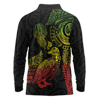 Aotearoa Moko Tribal Tattoo Long Sleeve Polo Shirt New Zealand Maori Penguin and Fantail Reggae Style LT03 - Polynesian Pride