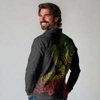Aotearoa Moko Tribal Tattoo Long Sleeve Polo Shirt New Zealand Maori Penguin and Fantail Reggae Style LT03 - Polynesian Pride