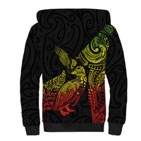 Aotearoa Moko Tribal Tattoo Sherpa Hoodie New Zealand Maori Penguin and Fantail Reggae Style LT03 - Polynesian Pride