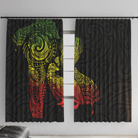 Aotearoa Moko Tribal Tattoo Window Curtain New Zealand Maori Penguin and Fantail Reggae Style LT03 With Hooks Multicolor - Polynesian Pride