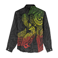 Aotearoa Moko Tribal Tattoo Women Casual Shirt New Zealand Maori Penguin and Fantail Reggae Style LT03 - Polynesian Pride