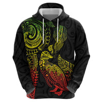 Aotearoa Moko Tribal Tattoo Zip Hoodie New Zealand Maori Penguin and Fantail Reggae Style LT03 - Polynesian Pride