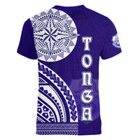Tupou College Toloa Women V-Neck T-Shirt Ngatu and Polynesian Pattern
