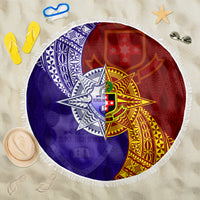 Kolisi Tonga Atele and Tupou College Toloa Beach Blanket Ngatu and Polynesian Spiral Pattern