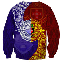 Kolisi Tonga Atele and Tupou College Toloa Sweatshirt Ngatu and Polynesian Spiral Pattern