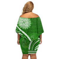 Liahona High School Off Shoulder Short Dress Ngatu and Polynesian Pattern LT03 - Polynesian Pride