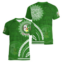 Liahona High School Women V-Neck T-Shirt Ngatu and Polynesian Pattern