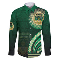 Saineha High School Family Matching Off The Shoulder Long Sleeve Dress and Hawaiian Shirt Ngatu and Polynesian Pattern LT03 Dad's Shirt - Long Sleeve Green - Polynesian Pride