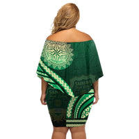 Saineha High School Off Shoulder Short Dress Ngatu and Polynesian Pattern LT03 - Polynesian Pride