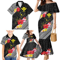 Aloha Hawaii Hibiscus and Plumeria Flowers Family Matching Mermaid Dress and Hawaiian Shirt Kanaka Maoli Tattoo Polynesian Pattern LT03 - Polynesian Pride