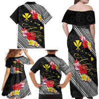 Aloha Hawaii Hibiscus and Plumeria Flowers Family Matching Off Shoulder Maxi Dress and Hawaiian Shirt Kanaka Maoli Tattoo Polynesian Pattern LT03 - Polynesian Pride