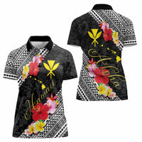 Aloha Hawaii Hibiscus and Plumeria Flowers Women Polo Shirt Kanaka Maoli Tattoo Polynesian Pattern LT03 - Polynesian Pride