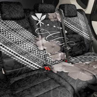 Aloha Hawaii Hibiscus and Plumeria Flowers Back Car Seat Cover Kanaka Maoli Tattoo Polynesian Pattern Gray Color LT03 - Polynesian Pride