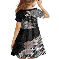 Aloha Hawaii Hibiscus and Plumeria Flowers Family Matching Off Shoulder Maxi Dress and Hawaiian Shirt Kanaka Maoli Tattoo Polynesian Pattern Gray Color LT03 - Polynesian Pride
