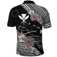 Aloha Hawaii Hibiscus and Plumeria Flowers Polo Shirt Kanaka Maoli Tattoo Polynesian Pattern Gray Color LT03 - Polynesian Pride